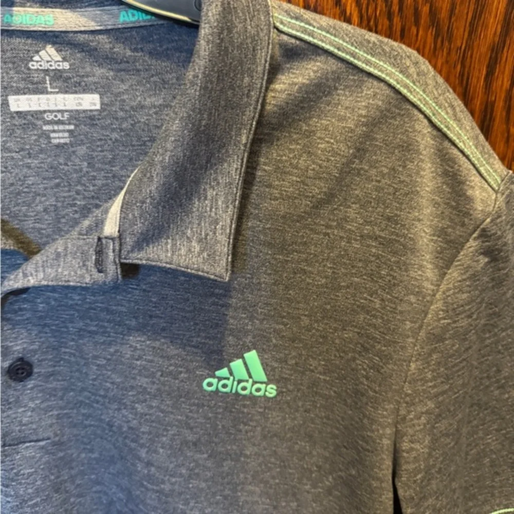adidas Gray Polo with Green Logo